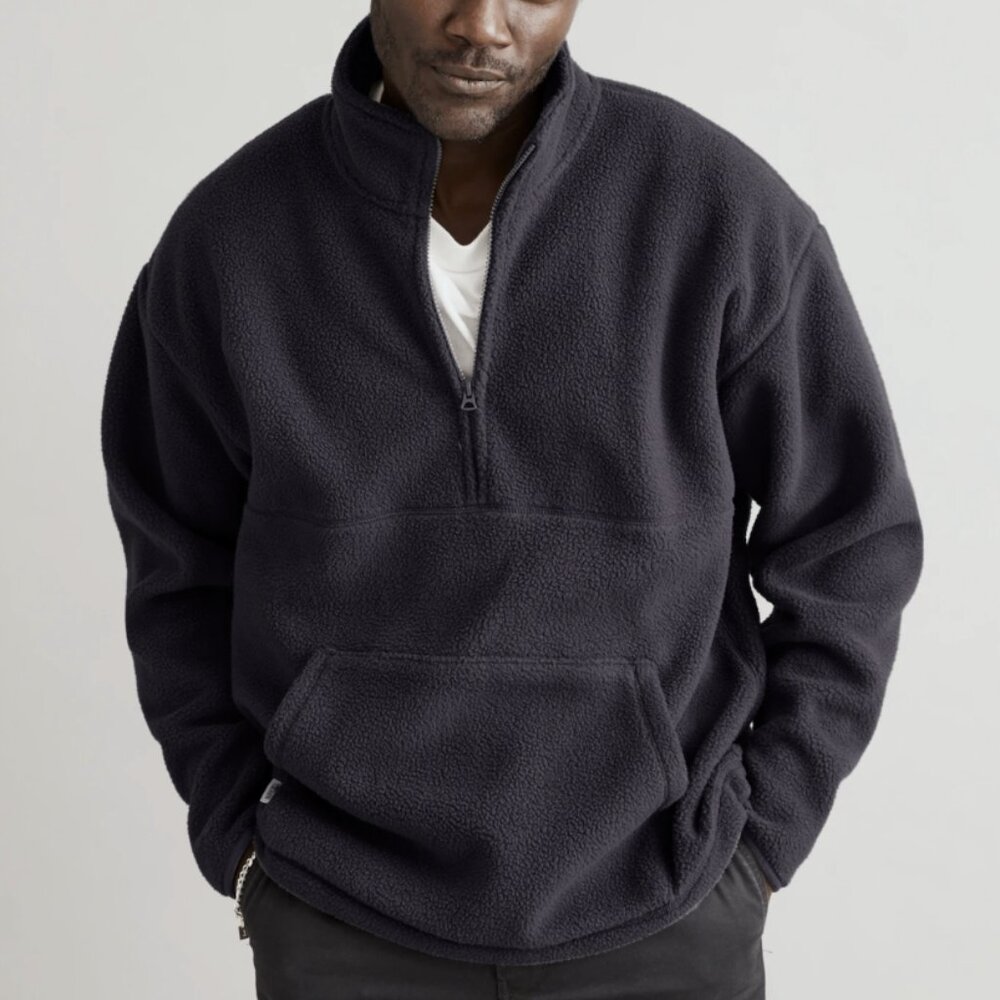 Madewell Thunder Long Sleeve Half-Zip Mock Neck Fleece Pullover